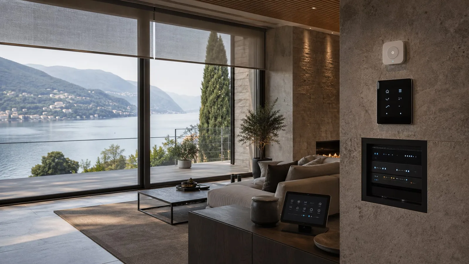Villa sul Lago di Como con vista acqua, tende motorizzate e controlli climatici integrati